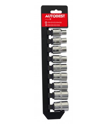 Jeu 9 douilles Torx femelle carré 1/2