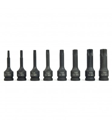 Coffret 8 douilles à choc Torx mâle carré 1/2