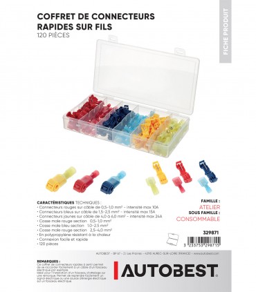 Coffret de connecteurs rapides sur fils 120 pièces