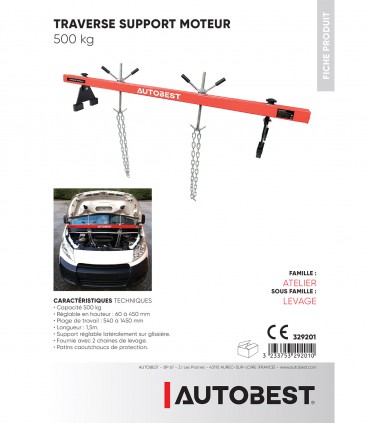 Traverse support moteur 500 kg