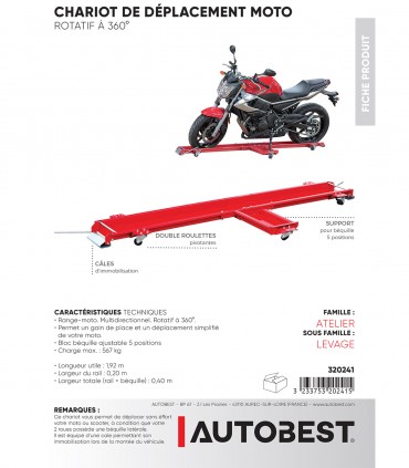 Chariot déplacement moto