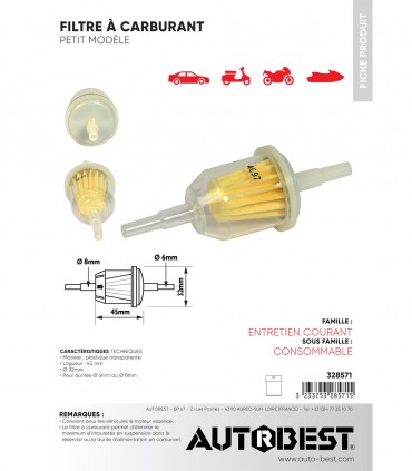 Filtre a carburant petit modèle
