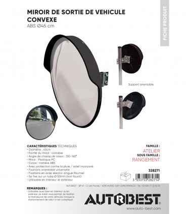Miroir de circulation convexe 45 cm