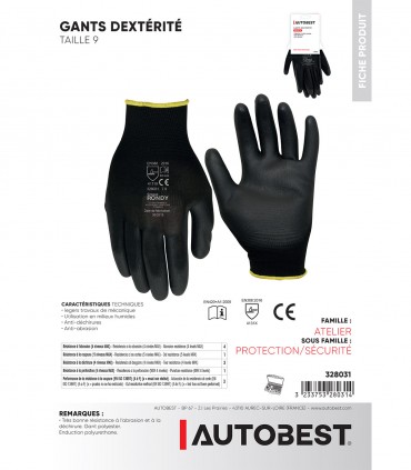 Gants dextérité taille 09