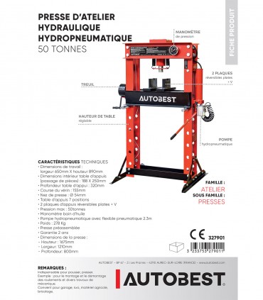 Presse hydro-pneumatique 50 tonnes