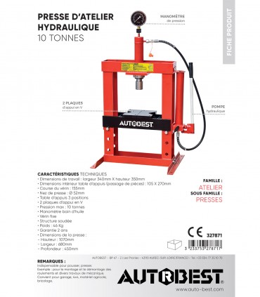 Presse hydraulique 10 tonnes