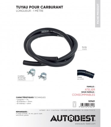 Tuyau pour carburant lg 1m dia. 6mm