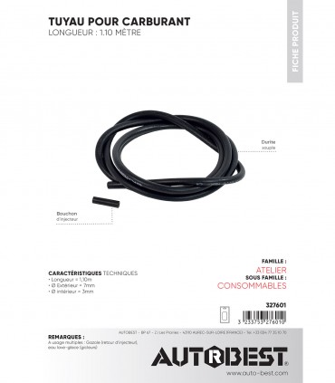 Tuyau pour carburant lg 1.10m