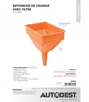 Entonnoir avec filtre 4L