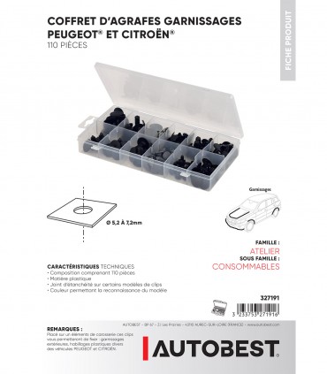 Coffret 110pcs agrafes garnissages PSA
