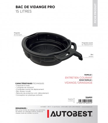 Bac de vidange pro 15L