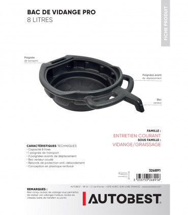 Bac de vidange pro 8L