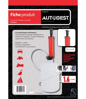 Pompe de vidange a piston capacité 1,6L