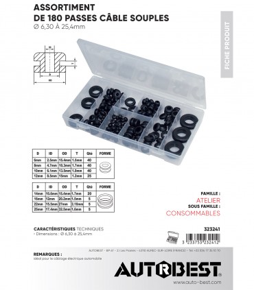 Coffret 180 passes câbles de 6,30 à 24,4 mm