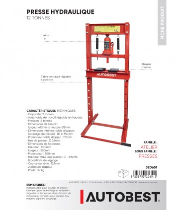 Presse hydraulique 12t