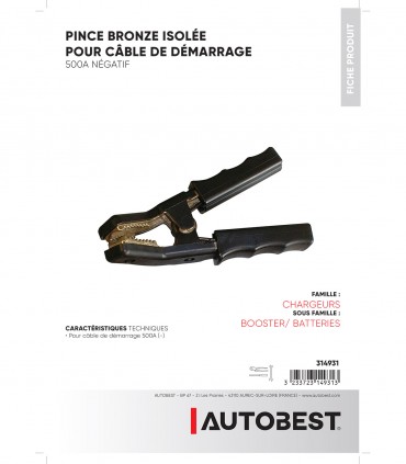 Pince bronze isolée 500A négatif