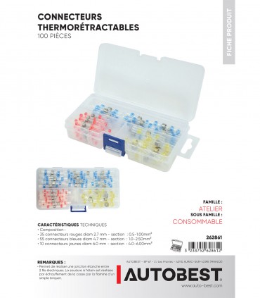 Coffret de 100 connecteurs soudable rétractable