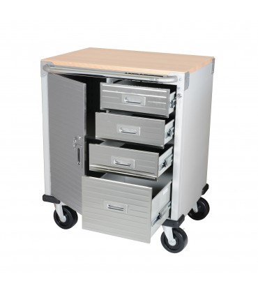 Servante atelier 4 tiroirs + 1 compartiment  plateau bois