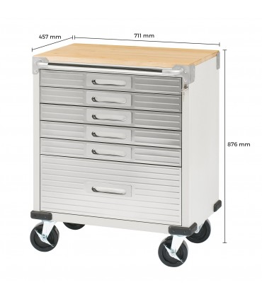 Servante atelier 6 tiroirs plateau bois