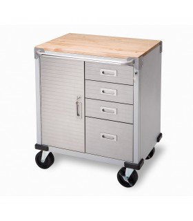 Servante atelier 4 tiroirs + 1 compartiment  plateau bois