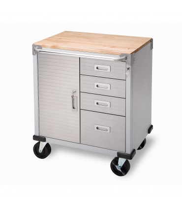 Servante atelier 4 tiroirs + 1 compartiment  plateau bois