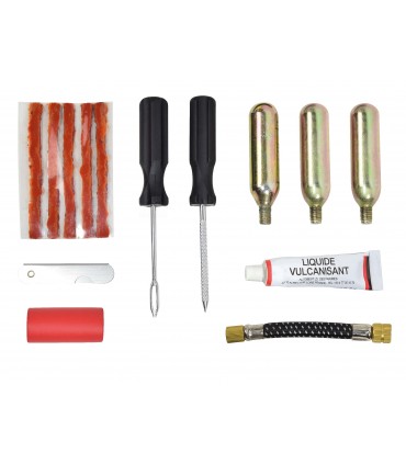 Kit de réparation pneu avec cartouche de gonflage
