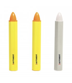 Lot de 3 craies jaune et blanc pour pneu et pièces