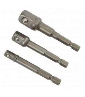 Jeu 3 adaptateurs porte douille 65mm 1/4 - 3/8 et 1/2