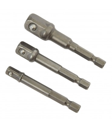 Jeu 3 adaptateurs porte douille 65mm 1/4 - 3/8 et 1/2