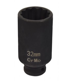 Douille à choc CRMO 12pans carré 1/2 - 32mm
